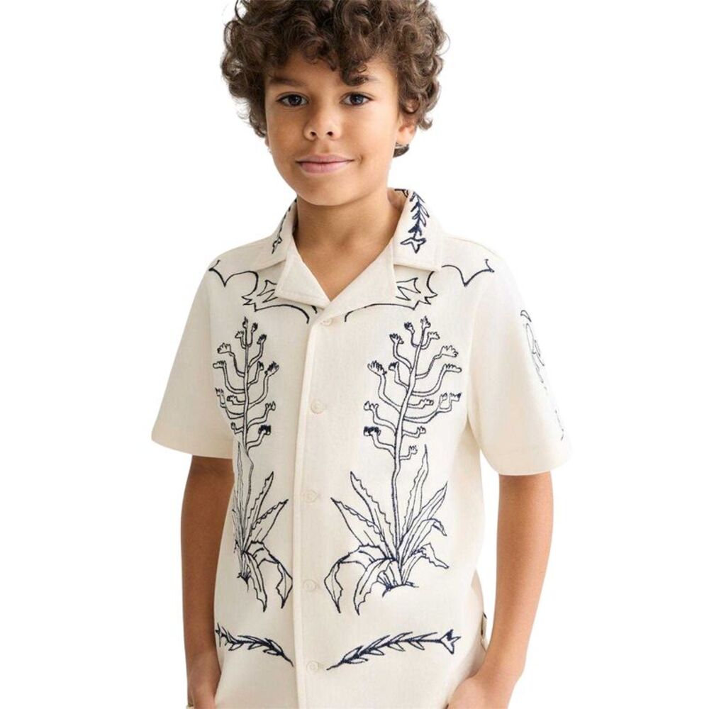 Scotch Boys Patterned Short-Sleeved Shirt / Cream